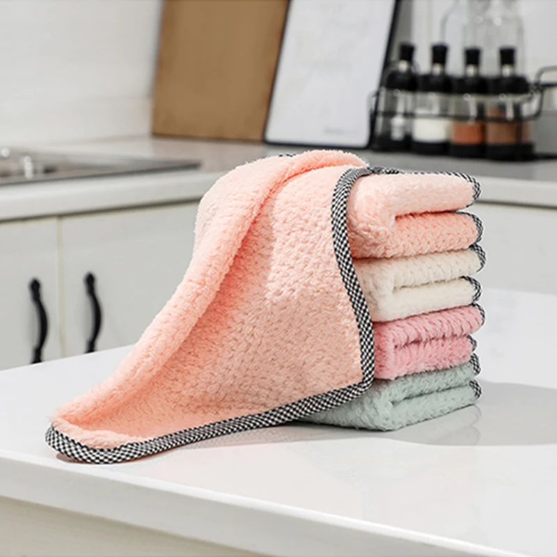 5 штук толстых кухонных ежедневных полотенец для посуды, тряпка, нелипкое масло, утолщенная столешница, уборка, впитывающая скребок.
