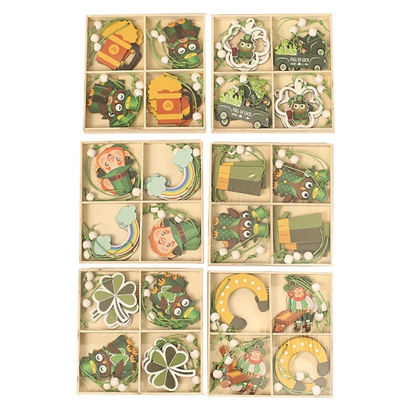 

72 Pieces St. Patrick's Day Decorations Lucky Wooden Pendant Home Hanging Ornament For Irish Festival Party Decor