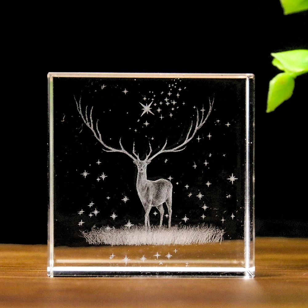

Лазерная гравировка звездное небо Рождественский олень Лось Олень K9 хрустальное украшение для рукоделия загадка пресс-папье фэн-шуй Свадебный декор