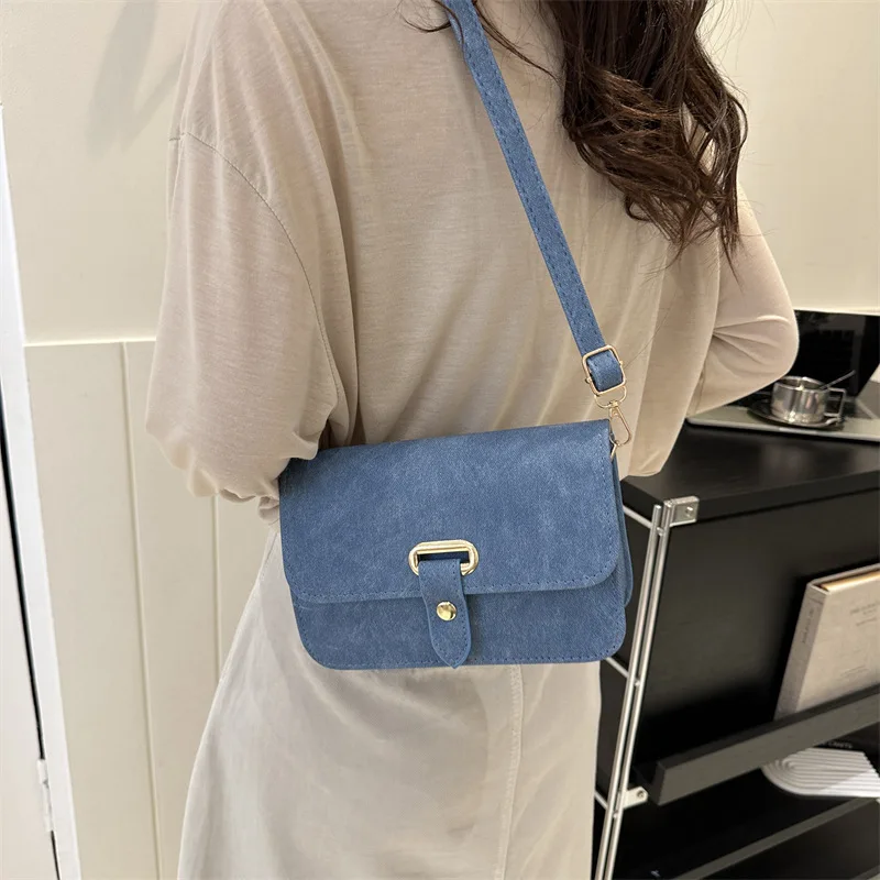 

Модная женская сумка с пряжкой для ремня, простая однотонная сумка через плечо, сумка из искусственной кожи, кошелек для мелочи, маленькая квадратная сумка
