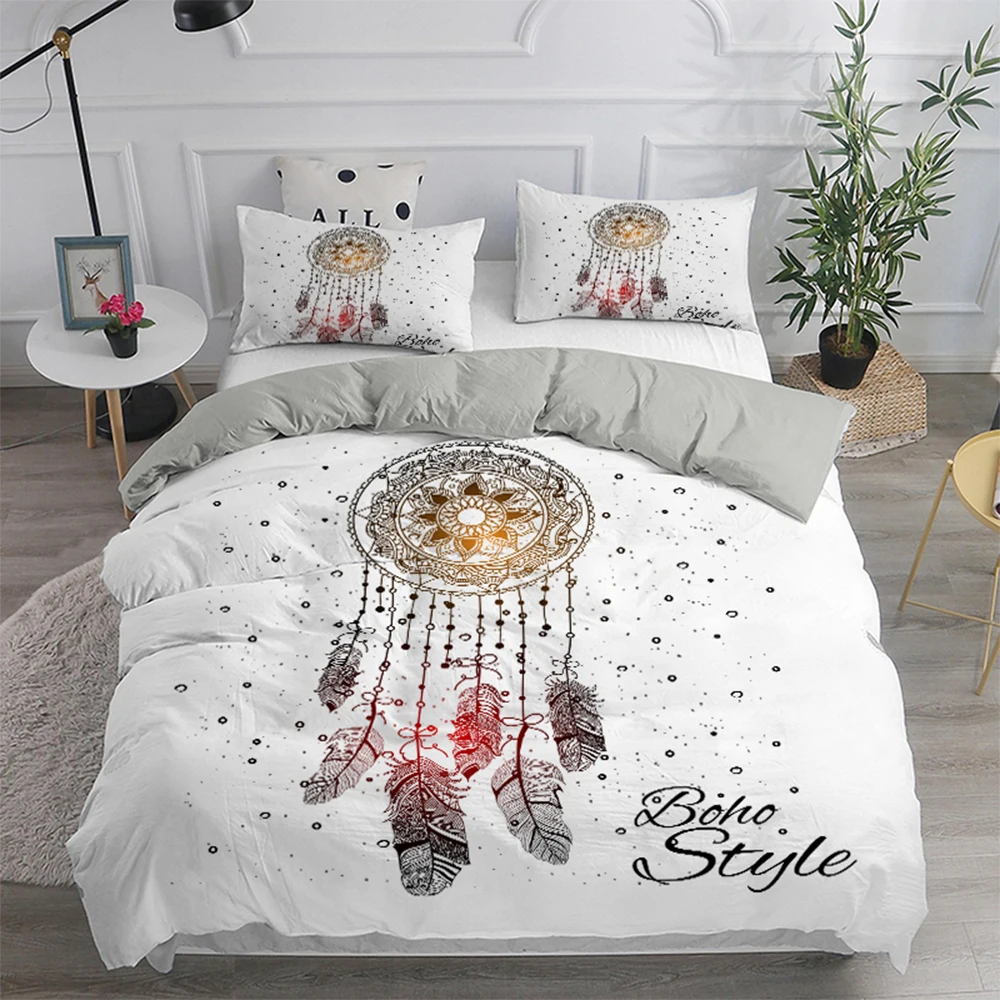 

Nordic Style 3D Dream Catcher Duvet Cover Bohemian Feather Bedding Set Comforter Covers And Pillowcase Queen King Size 2/3pcs