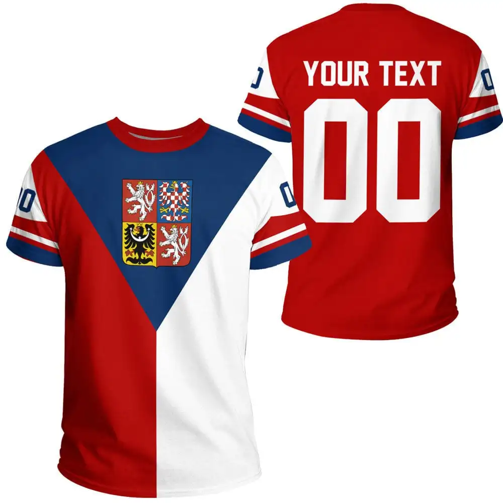 

Custom Name Czech Republic Flag 3D T-Shirt Coat Of Arms Of Czech Republic T-shirt Flag T-Shirt Casual Oversized Short Sleeve