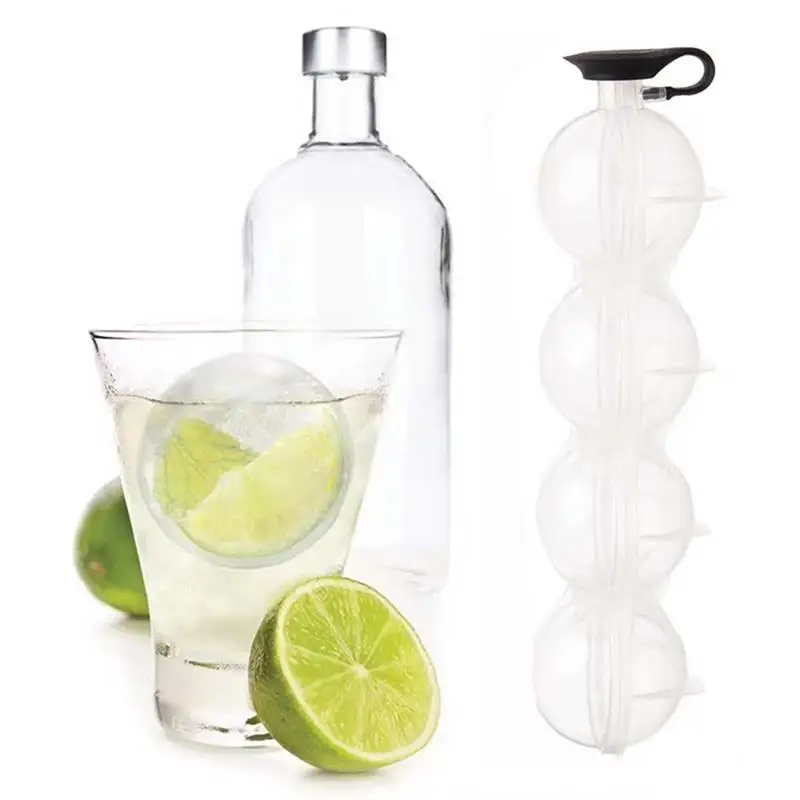 

Ice Ball Mold 4 Grids Round Ice Cube Maker Silicone DIY Beverage Ball Making Tray for Pub Party Home Kitchen Ice Ball Mold