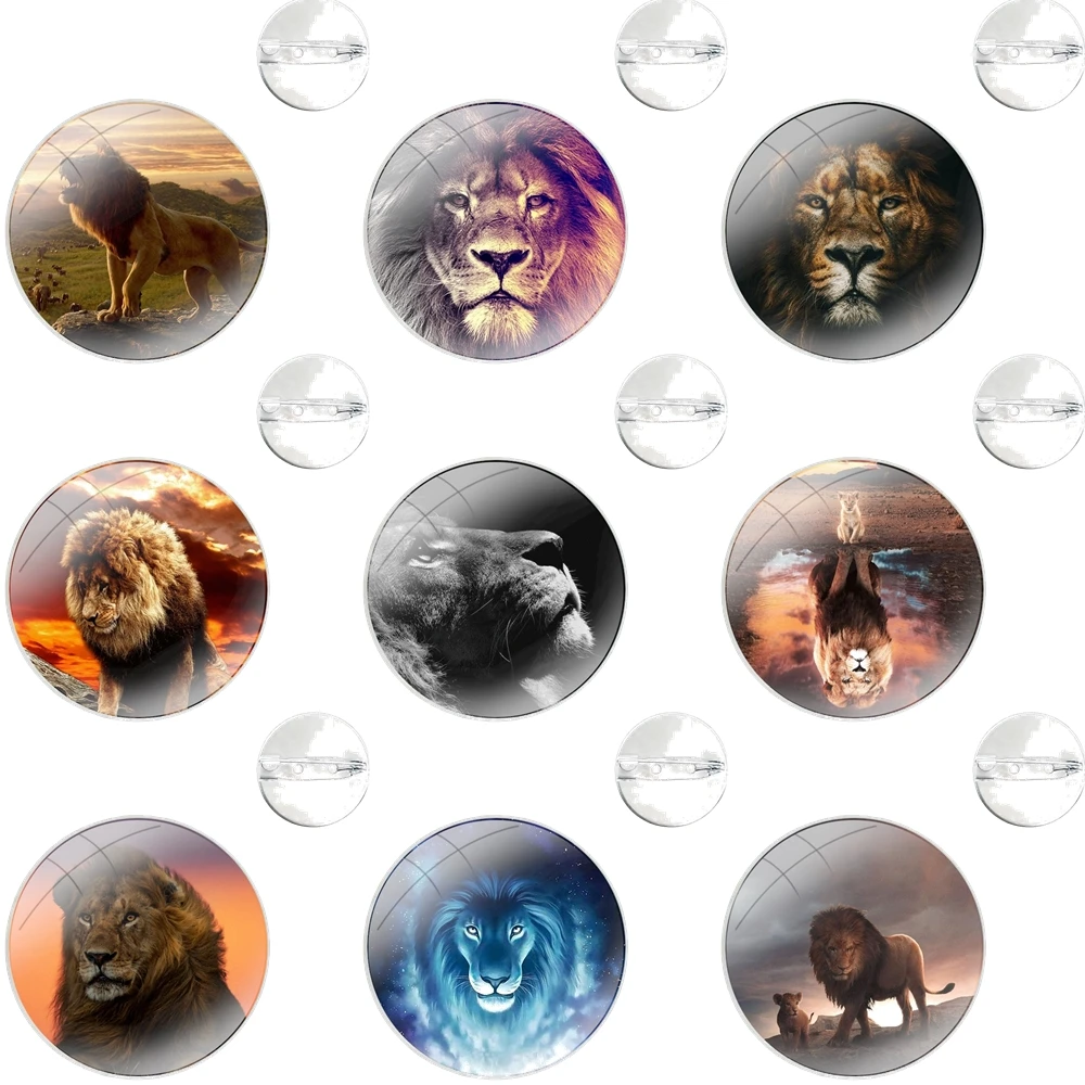 Брошь в виде стеклянного купола с изображением короля льва аксессуары для одежды