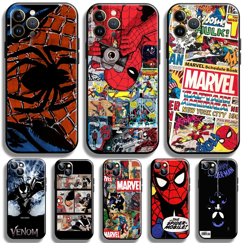 

Comics Spiderman Venom For Apple iPhone 13 12 11 Pro Max 12 13 Mini X XR XS Max SE 6 6S 7 8 Plus Phone Case Liquid Silicon