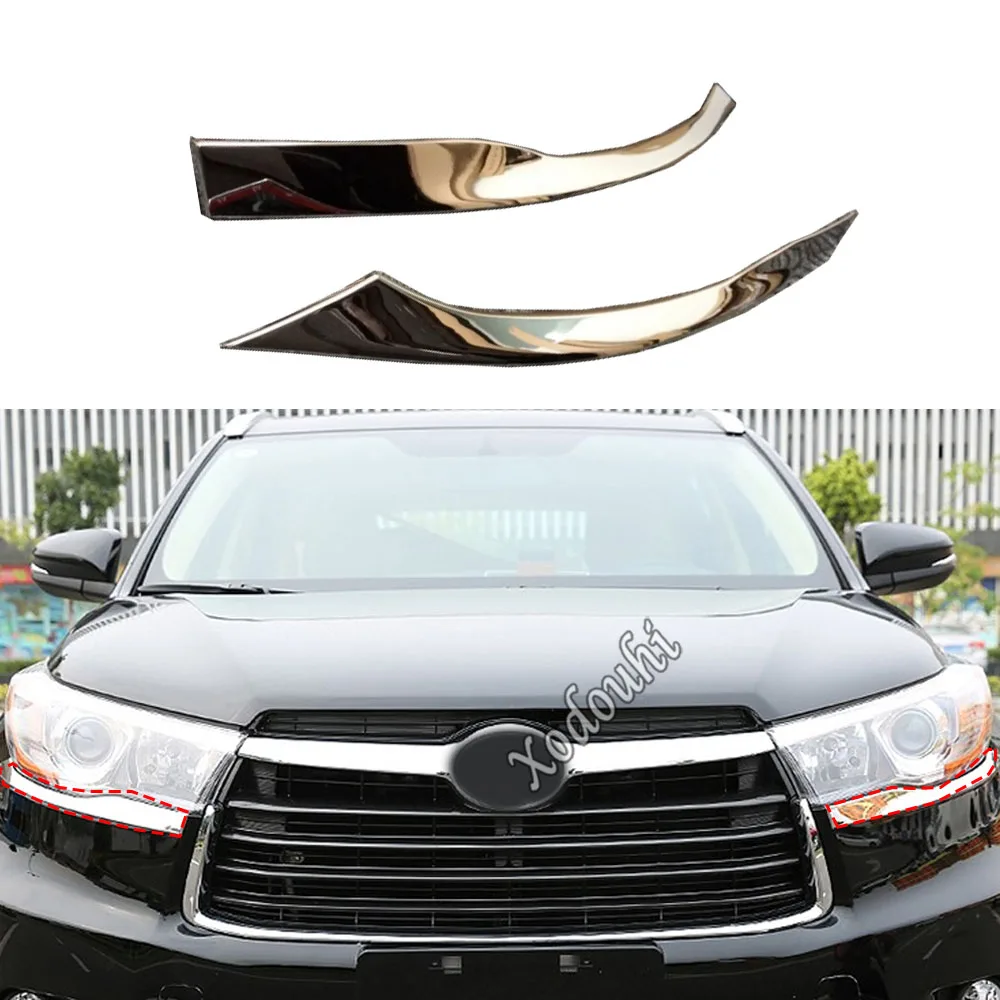 

Автомобильная передняя фара ABS, хромированная лампа-детектор, рамка, палка, Накладка для бровей для Toyota Highlander 2015, 2016, 2017, 2018, 2019, 2020