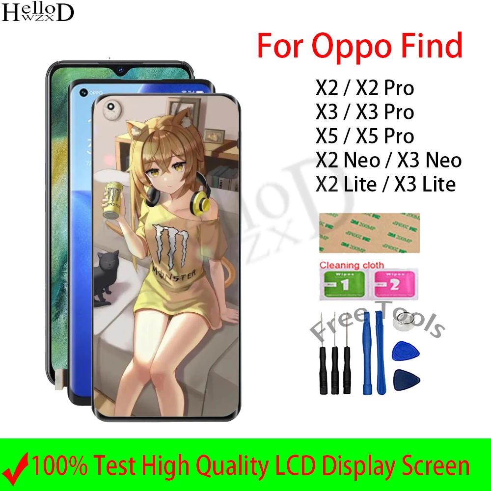 

Original For Oppo Find X2 X3 X5 Pro X2 X3 Neo X2 X3 Lite LCD Display Touch Screen Digitizer Assembly Replacement