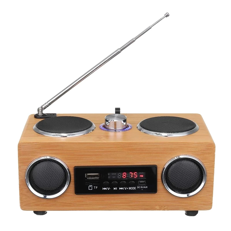

1Set Wireless Wooden Retro Speaker Radio Subwoofer Home Sound Column Bluetooth Music Center For USB/TF/FM