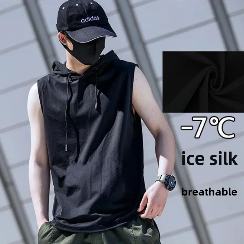 Новинка лета 2024 мужской жилет Однотонная футболка спортивный Свитшот без