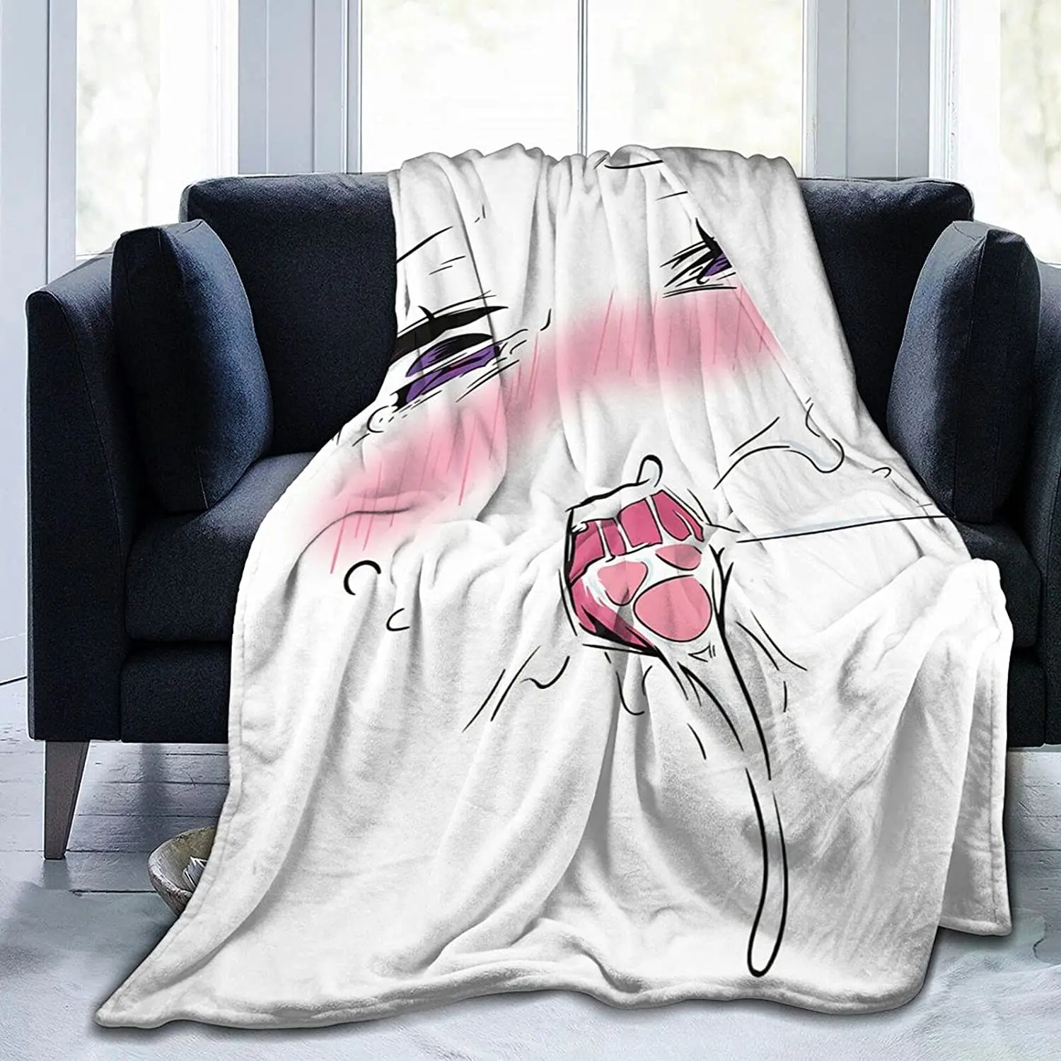 RandShton Ahegao Anime blanketFlannel Blanket AntiPilling Super Soft Blanket AllSeason Lightweight Living Warm Blanket
