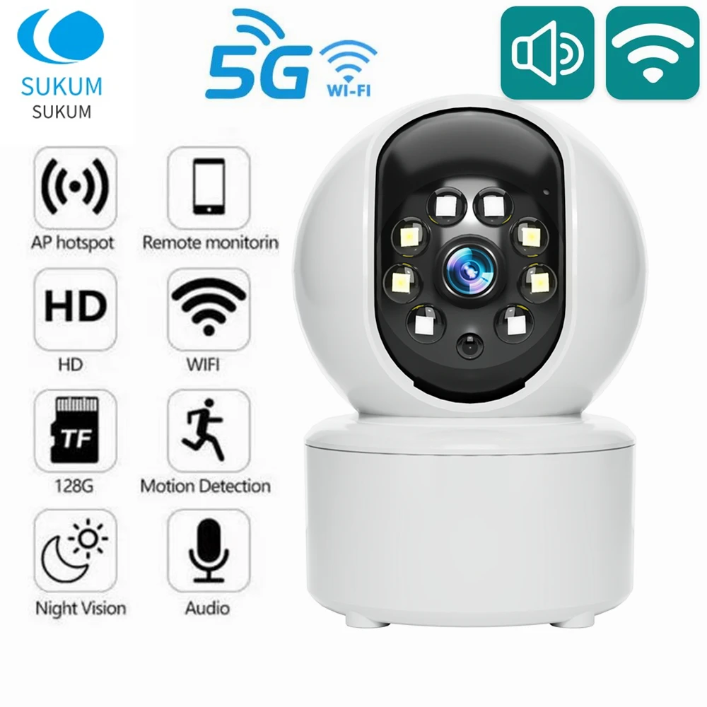 

5G Wireless Security Camera Surveillance WIFI Smart Home Two Ways Audio CCTV MINI Baby Monitor 720P 390Eyes APP