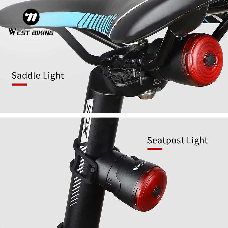 Фонарь задний велосипедный чувствительный с USB-зарядкой 6 режимов