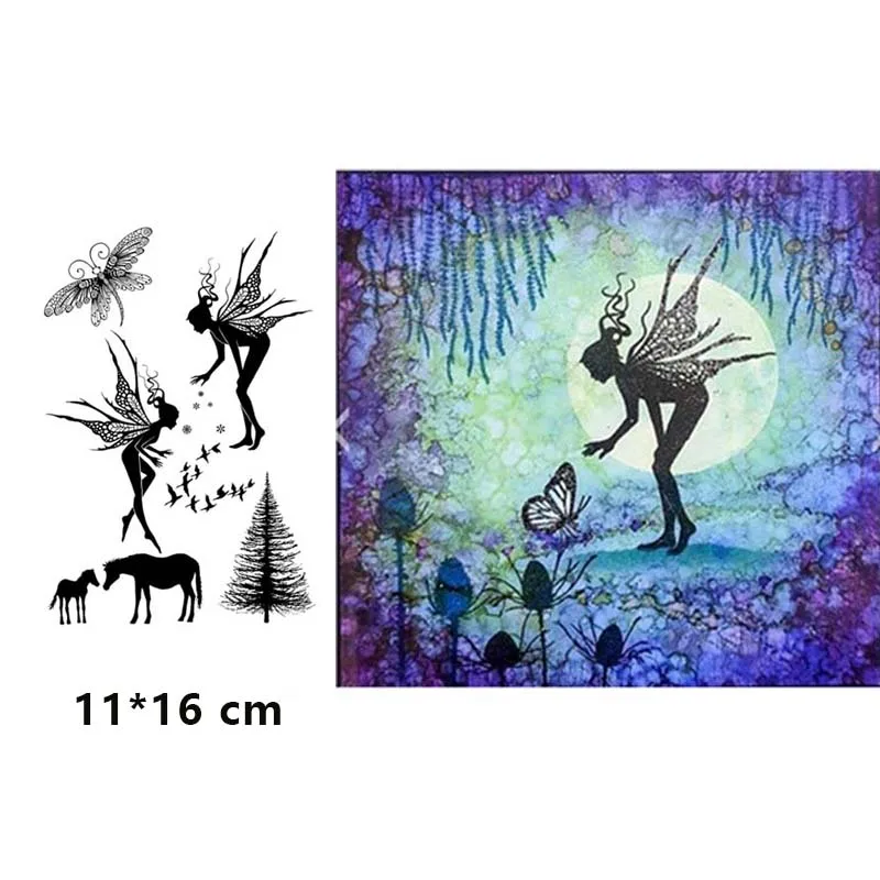 

2023 Trees Fairy Clear Stamps for DIY Scrapbooking Card Transparent Silicone Stamp Making Photo Album Crafts Decoration