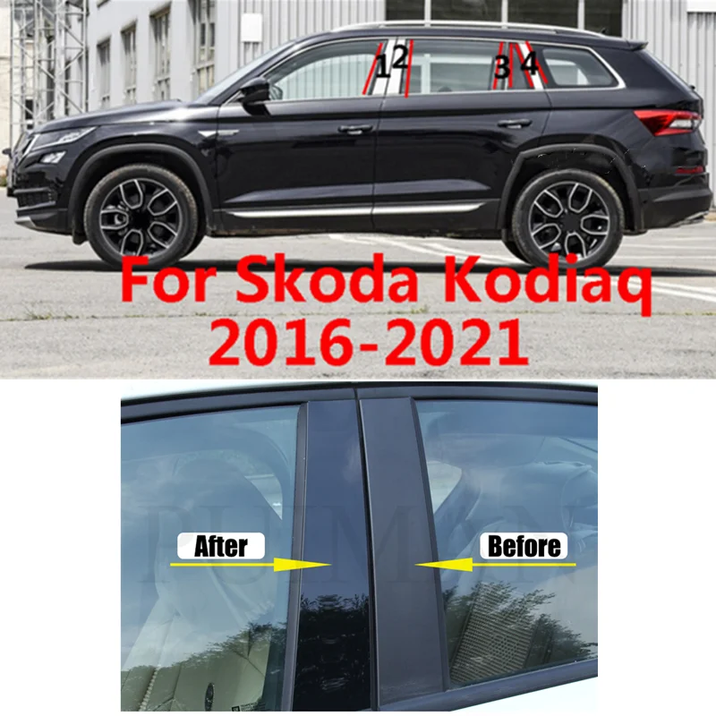 

New 8pcs/Set Car Door Window Pillar Post Covers Trim Sticker Accessories For Skoda Karoq 2017 2018 2019 2020 2021