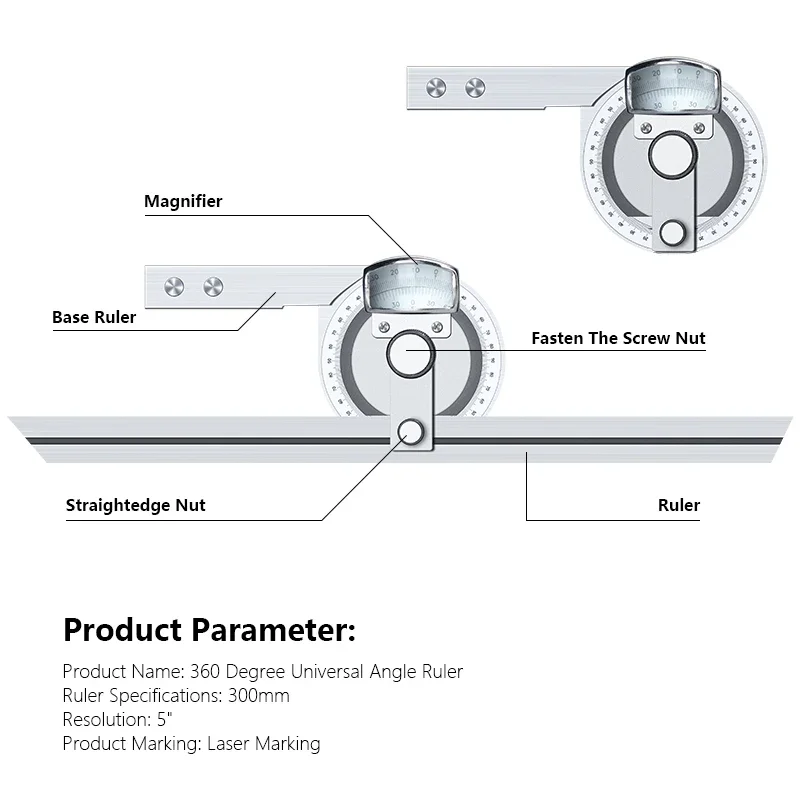 Линейка-транспортир, 0-360 градусов