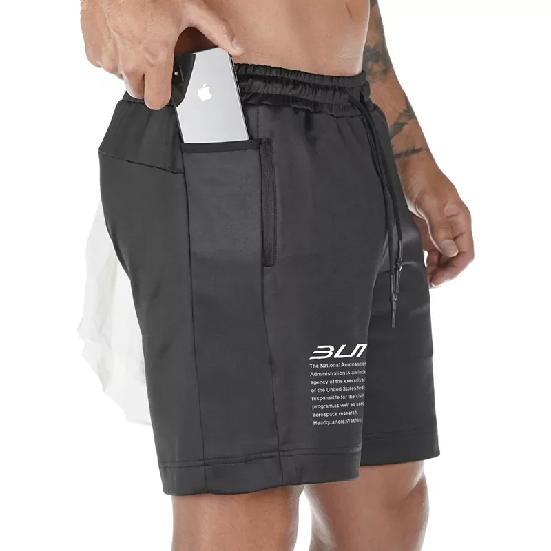 Summer Running Shorts Men 2 in 1 Sports Jogging Fitness Shorts Training Quick Dry Mens Gym Men Shorts Sport gym Short Pants