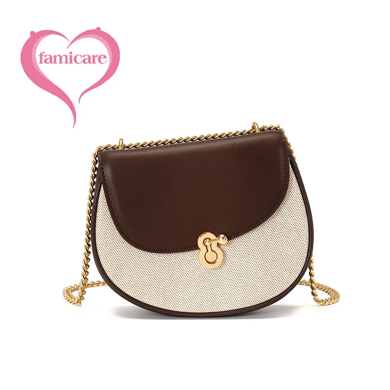 

Women's Bag 2022 Trend Lady Split Cowhide Leather Flap Saddle Bag Female Fashion Chain Crossbody Messenger Shoulder Bag