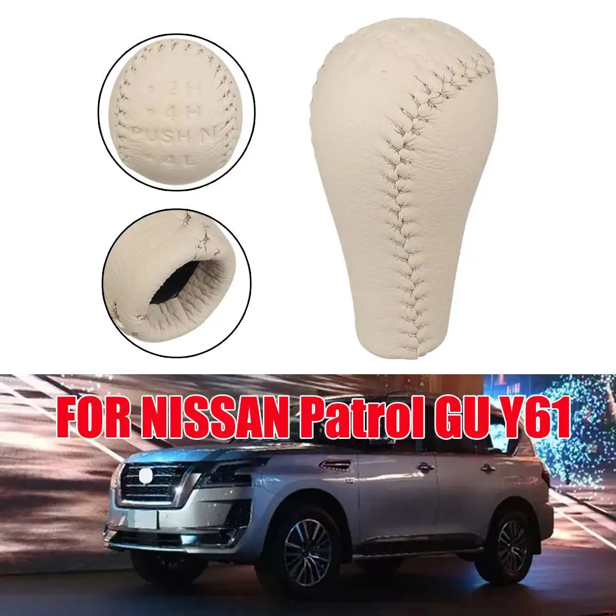 

Car Gear Shift Knob Gaiter Shifter Knob 5 Speed / 2H 4H PUSH N Transfer Knob Leather Gear Lever Stick for NISSAN Patrol GU Y61