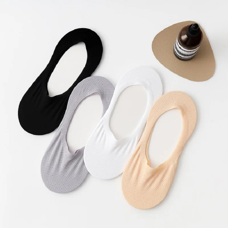 

Men'S Socks Summer Thin Mesh Invisible Anti-Slip Socks Solid Color Breathable Short Low Barrel Usual Male Stockings
