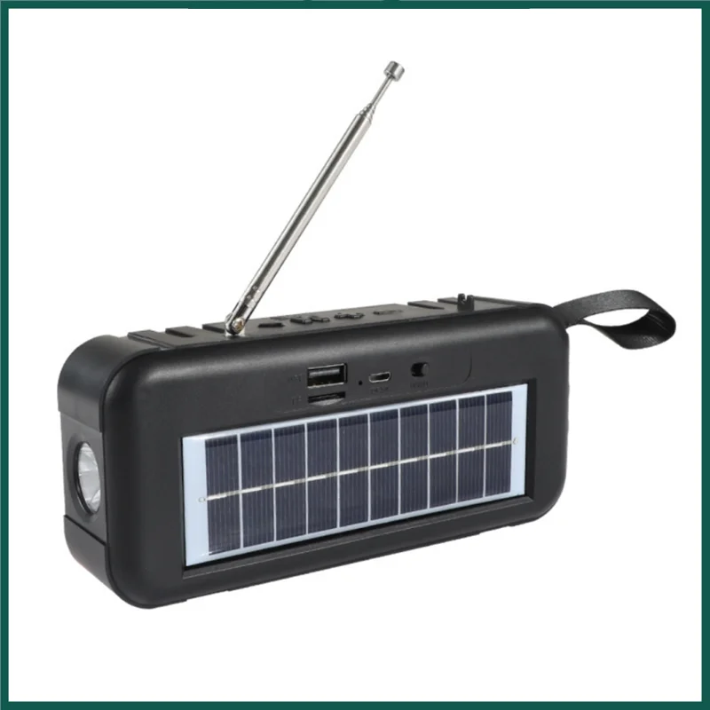 Multifunctional Radio Bluetooth-compatible Speaker Solar Hand Crank Dynamo USB/TF/AUX Portable Flashlight Lamp Phone Charger