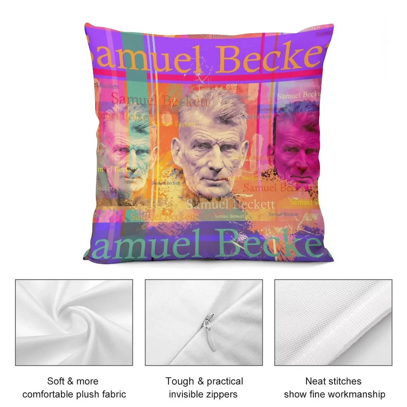 Портрет Сэмюэл Бекнетта эстетика znanego писателя. Декоративная подушка. Чехлы для