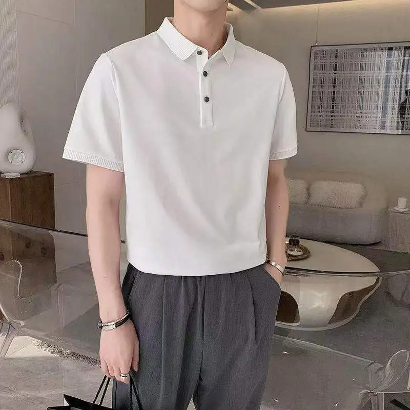 

C1675 Men's simple and personalized short sleeve polo 2022 new color placket Lapel T-shirt.