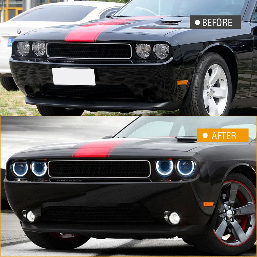 Фото Автомобильные фары для Dodge Challenger, фары 08-14, передняя фара, светодиодная фара в сборе, сигнал, автомобильные аксессуары, лампа №3