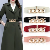 2 pcs womens belt fashion elastic stretch waist cinch band alloy buckle elastic belts vintage female coat decorative belt