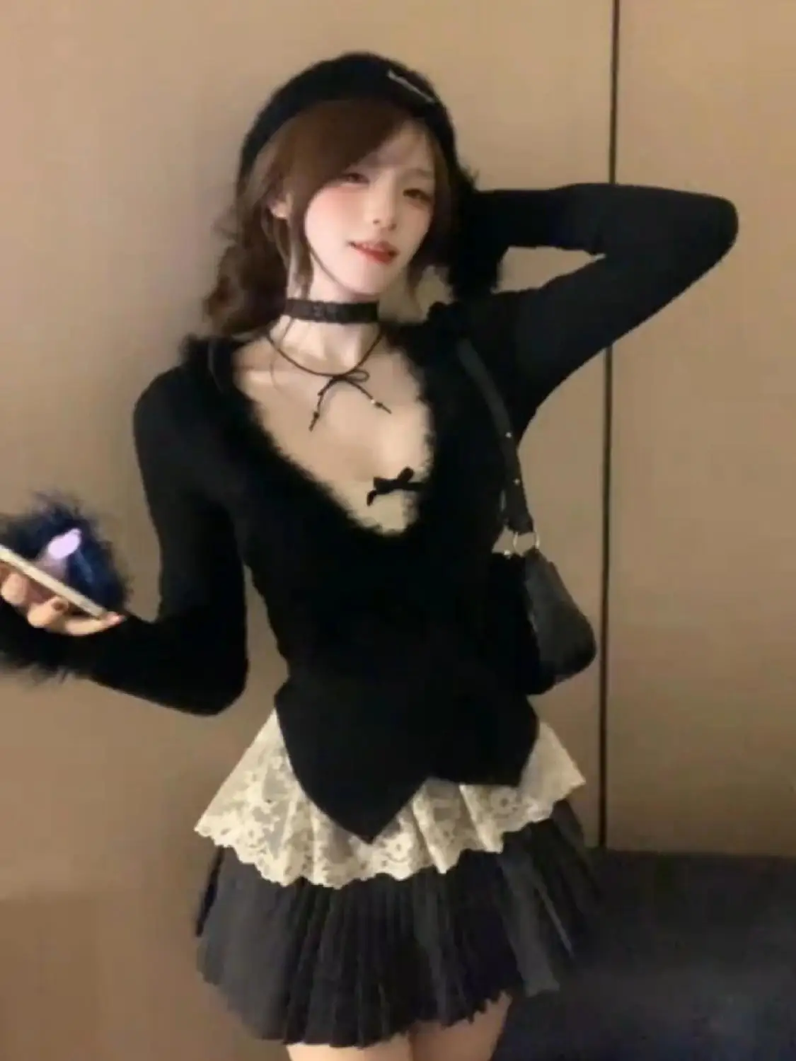 Pure Sweet Sle Design Sense Костюм-двойка Женский осенне-зимний меховой вязаный кардиган с