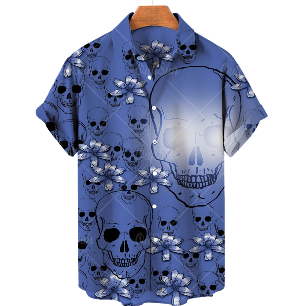 

3D Fashion Designer Summer New Print Printed Skull Style Pattern New Loose Casual Men Shirts