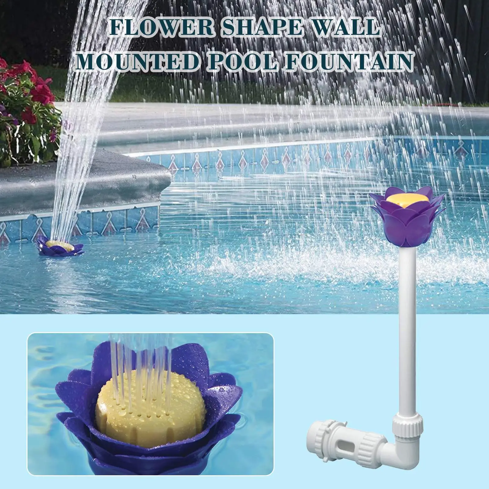 

Flower Shaped Adjustable Swimming Pool Decor Wall Mounted Swimming Fountain Pond
