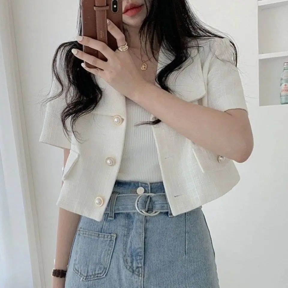 Blazer for Women Jacket F2023 Spring and Summer New Loose Casual Short-sleeved Women Blazer Jacket