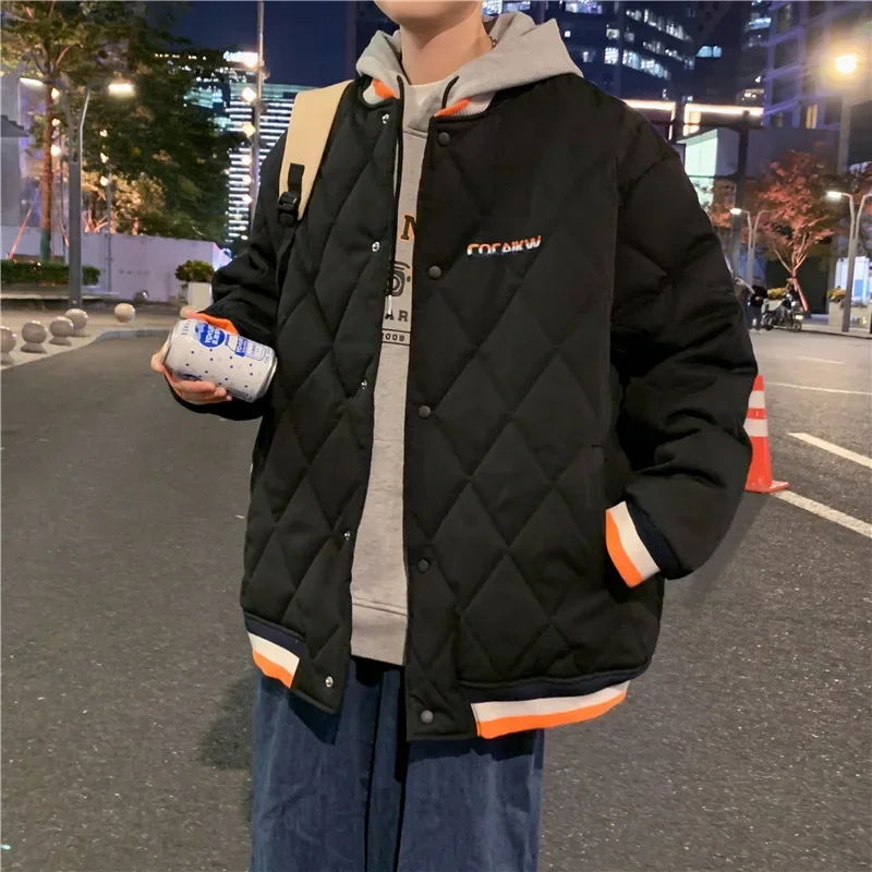 Зимнее утолщенное хлопковое пальто мужская модная куртка свободного кроя в