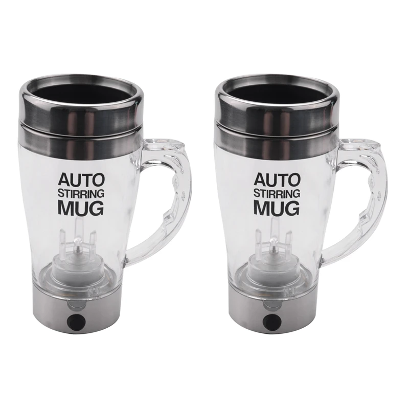 

2X Self Stirring Mug Automatic Electric Lazy Automatic Coffee Mixing Tea Mix Cup Travel Mug Double Insulated Thermal Cup