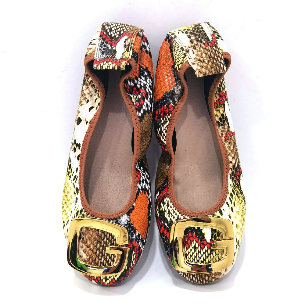 

Italian Ballet Flats Elegant Girls Foldable Alloy Decorative Boat Shoes Women's Suitable for Dance Flats