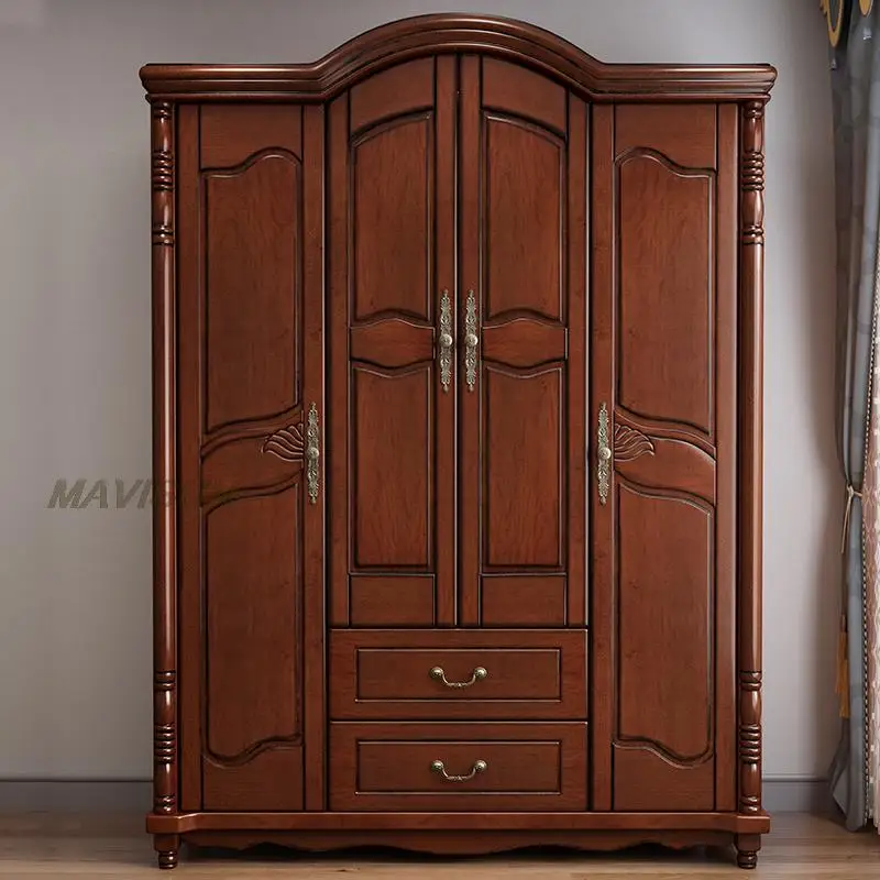 

Large Solid Wood Dressing Room Double Wardrobe For Clothes Storage Locker Bedroom Furniture Organizers Cloth Closet Cupboard