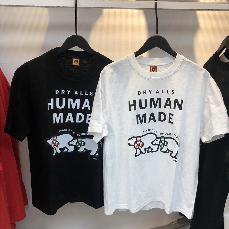 

Human Made Scarf Polar Bear Round Neck Print Short Sleeve Loose Casual Men's Women's 1:1 Short Sleeve T-Shirt