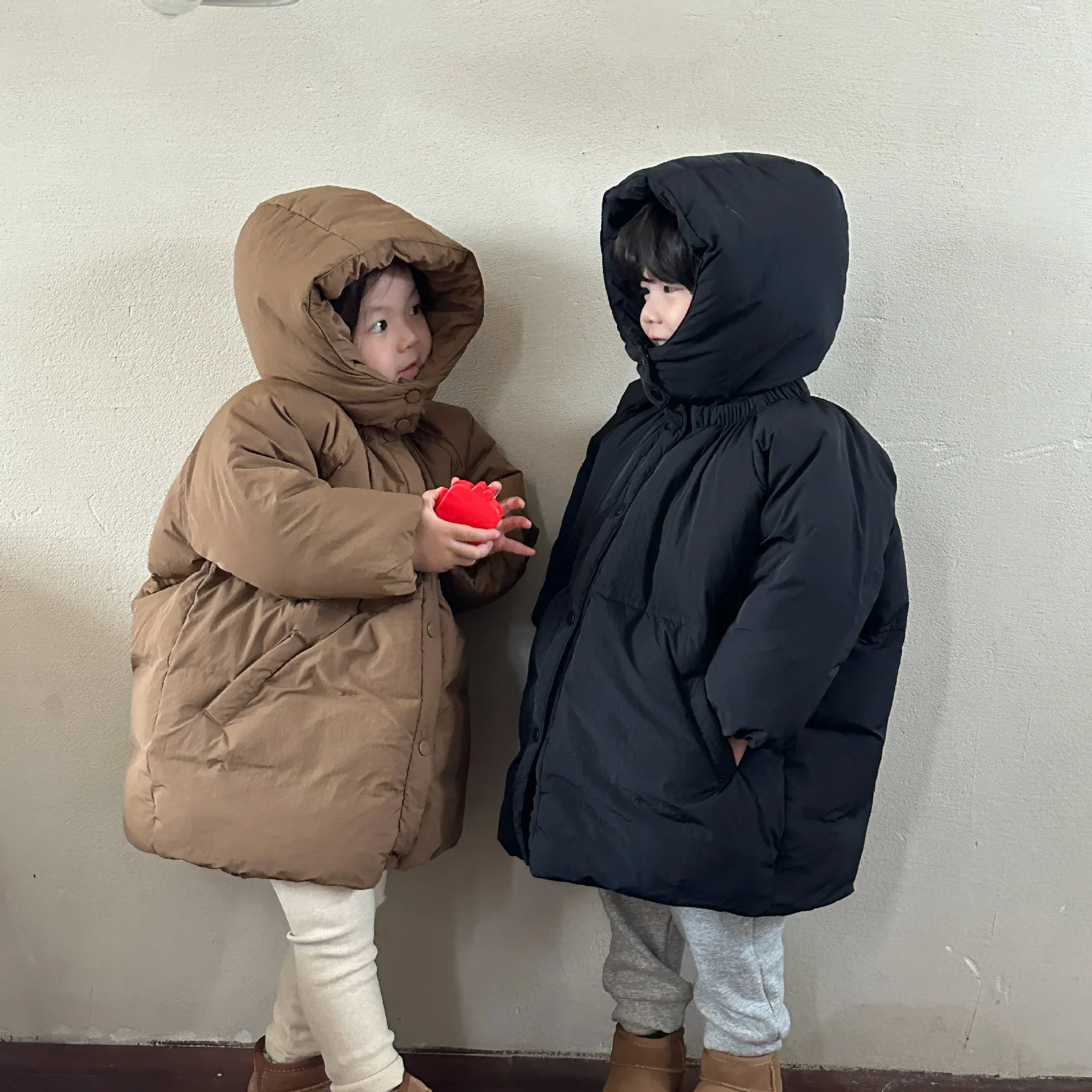 

Parkas Children Clothing Down Cotton Jacket Warm Thickening Boys Bread Winter Middle Length Girls Baby Button Hooded