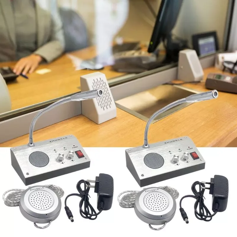 Dual Way Window Intercom System Bank Counter Interphone Zero-touch For Business Store Bank Station Ticket Window 9908 enlarge