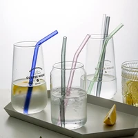 8 colors reusable glass straws 8mm straight bent eco friendly glass drinking strawsfor beverages milk cocktail glass straws