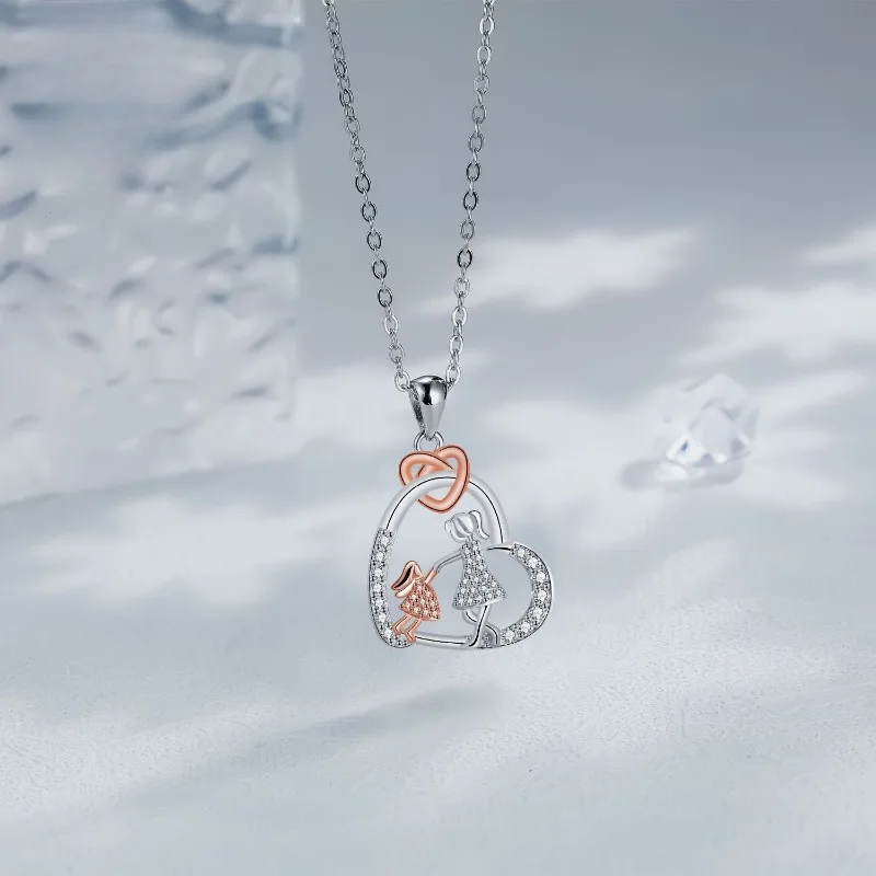 Ожерелье с подвеской в виде сердца Любовь ожерелья для матери и ребенка медная