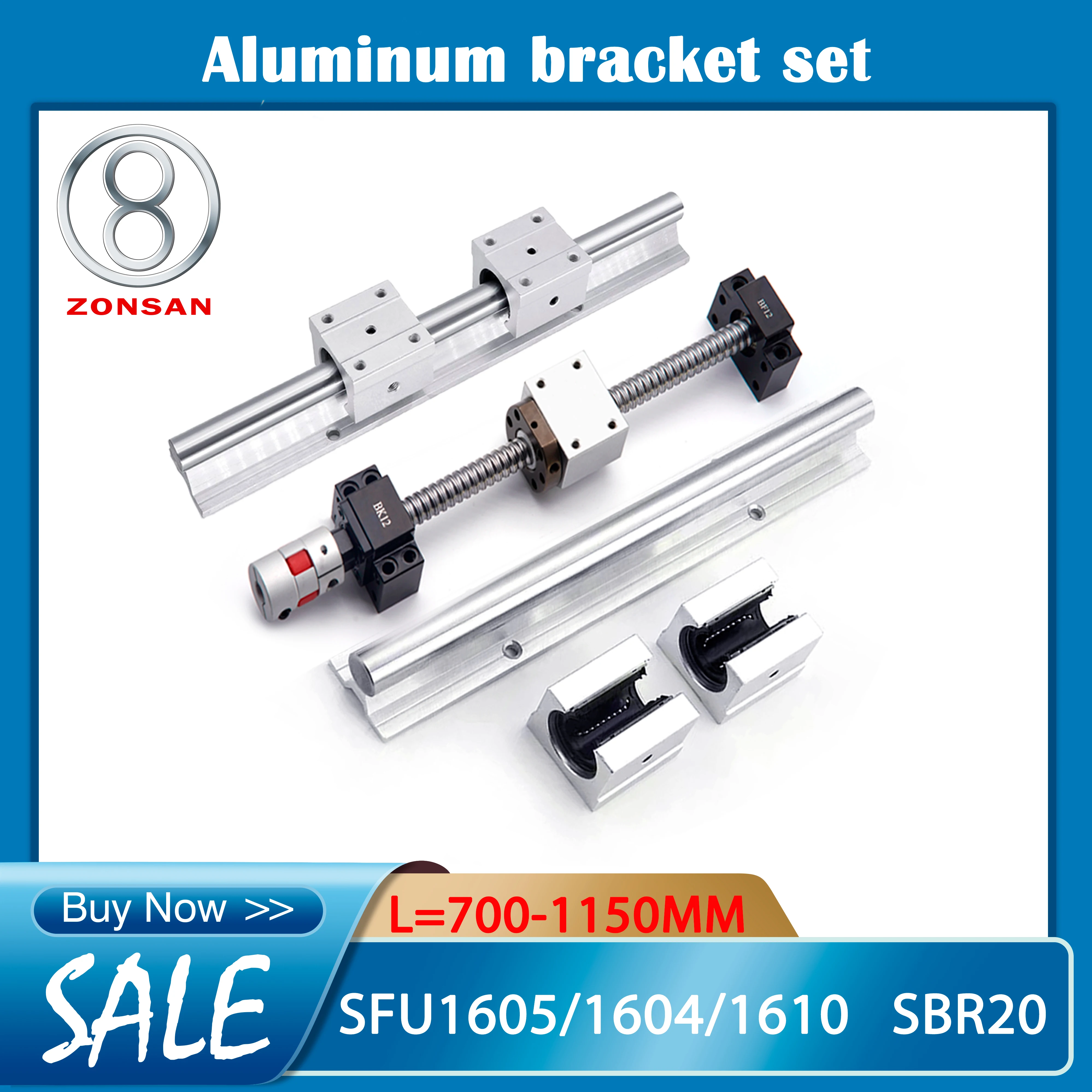 

Linear Guide Rail SBR20 CNC Customization SFU1605 SFU1604 SFU1610 700 - 1150 MM Ball Screw BK12BF12 Support SBR20UU Slide Block