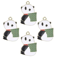 10pcs enamel cute white black panda pendant accessories fashion jewelry making earring necklace diy craft for gift friend kids