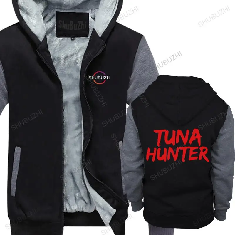 

Hot sale men brand fleece hoody winter cotton hooded zipper TUNA HUNTER streetwear fashion thick hoodie men tops boys gifts