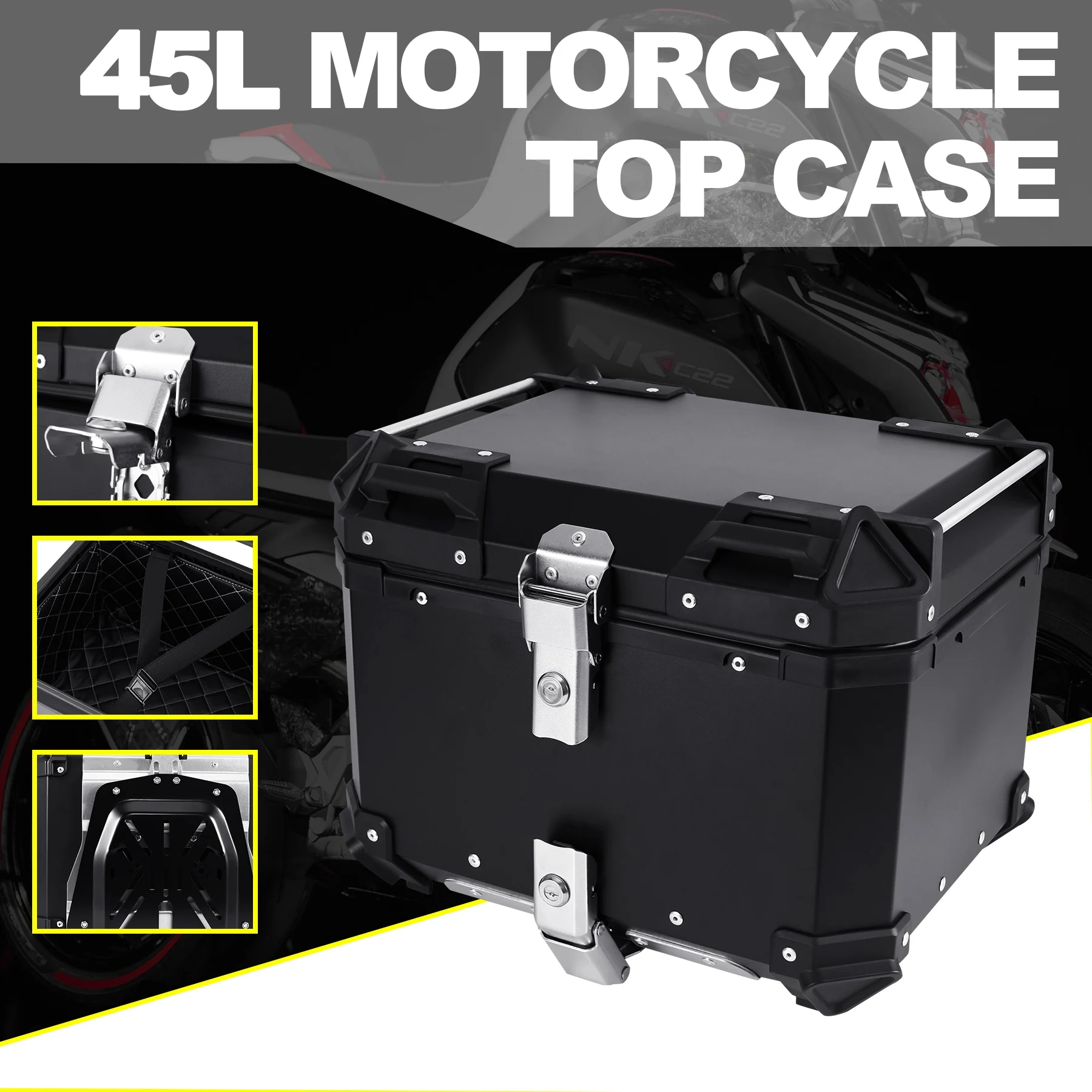 

Samger 45L Motorcycle Rear Top Case Moto Luggage Storage Tail Box Waterproof Motorcycle Trunk Tool Box For Touring Cruiser