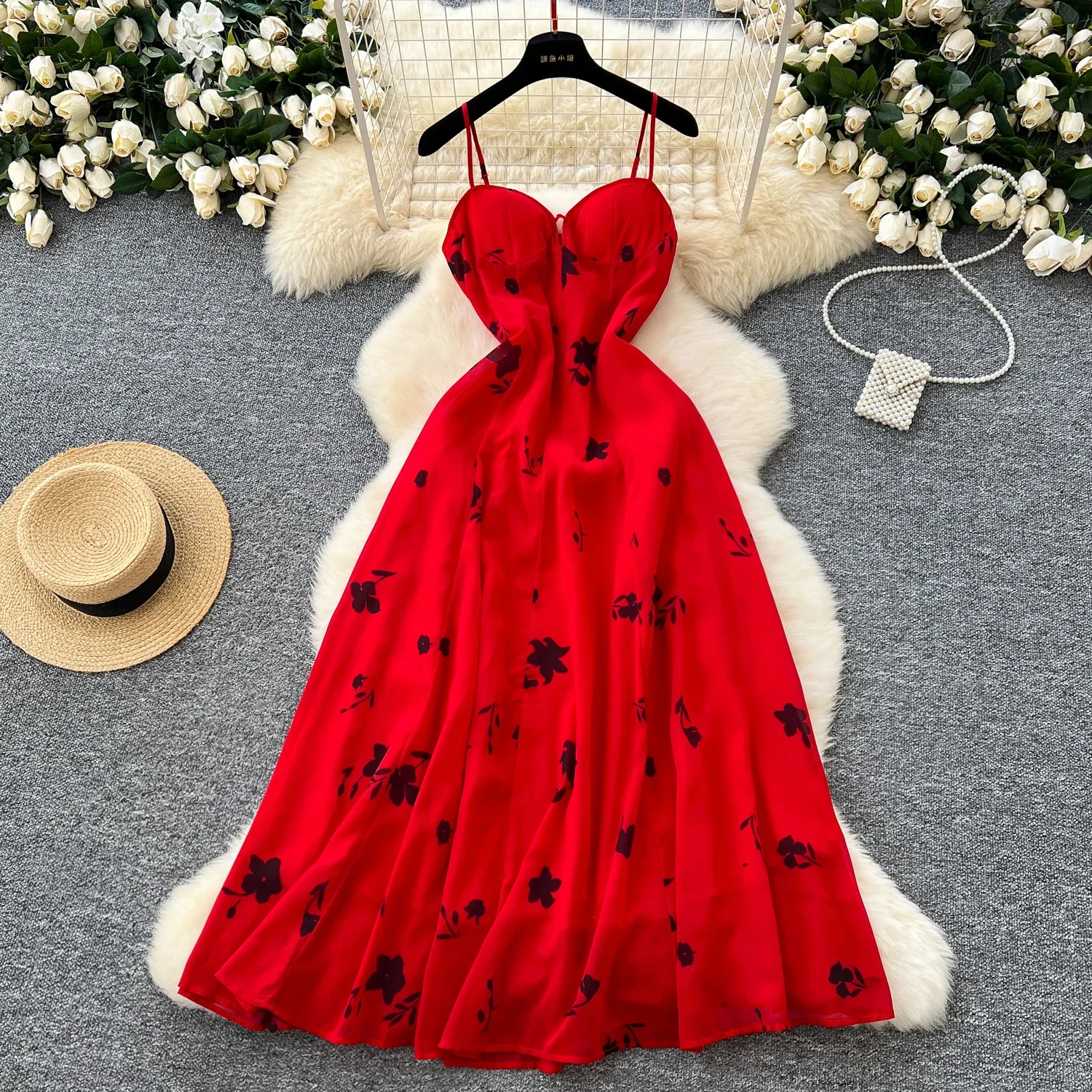 Женское винтажное платье без рукавов с цветочным принтом