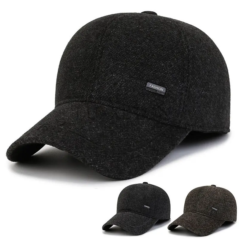 

New Winter Men's Cold Proof Earmuff Cap Warm Plush Thickened Baseball Cap Men's Truck Cap Button Cap Adjustable LUXXETON