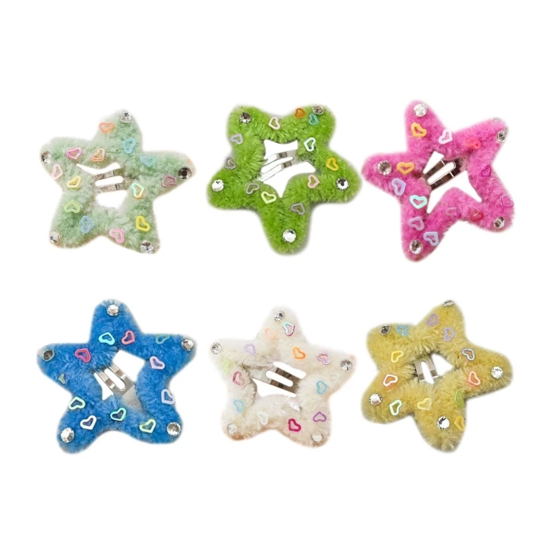 

Girls Hair Clip Plush Star Shape Hairpin Metal Hair Clip for New Year Wear