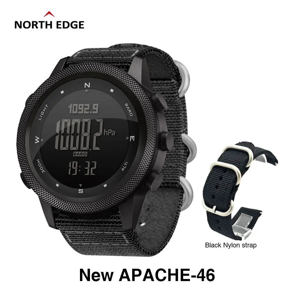 

NORTH EDGE APACHE-46 Men Digital Smart Watch Military Army Sports Waterproof 50M Altimeter Barometer Compass World Time