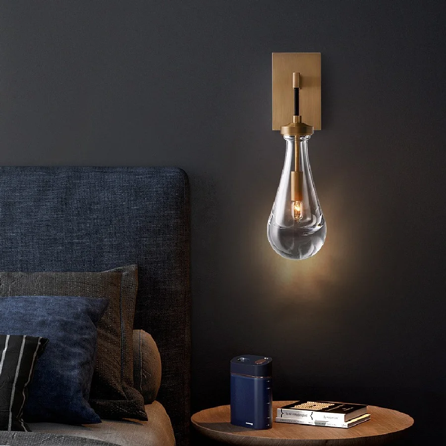 

Современная Женская Роскошная настенная медная лампа в форме капли, простая креативная лампа для гостиной, столовой, спальни, кабинета, прикроватная хрустальная лампа